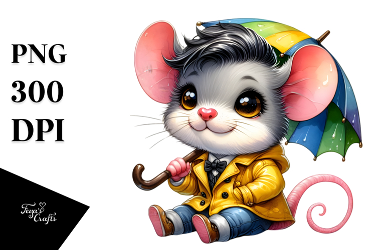 Cute Baby Mouse with Cool Haircut PNG