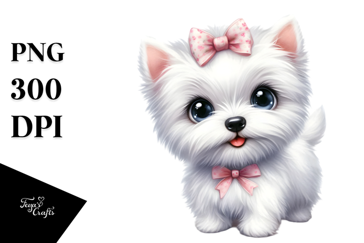 Baby West Highland White Terrier with Big Eyes PNG