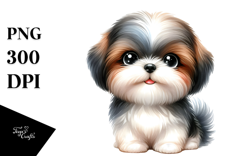 Cute Baby Cartoon Shih Tzu PNG