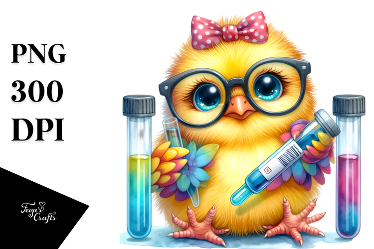 Baby Chicken with Test Tube PNG