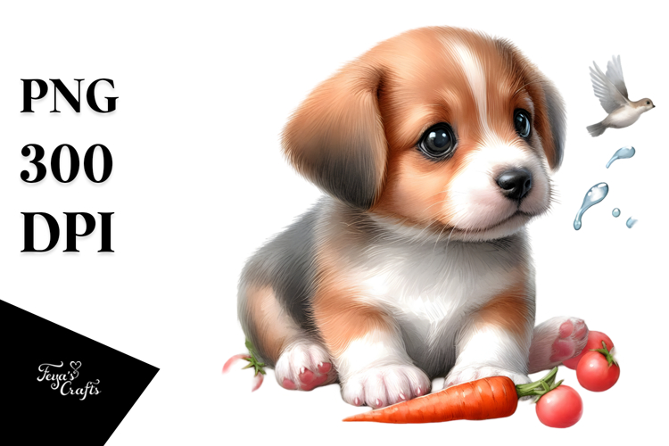 Baby Puppy with Big Eyes, PNG
