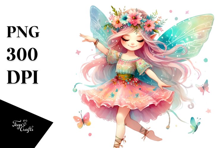 Colorful Boho Fairy Dancing | Clipart