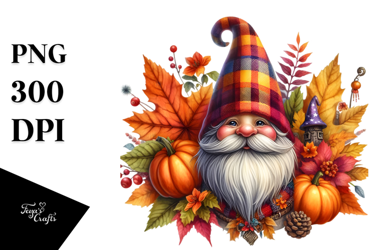 Vibrant Autumn Gnome PNG