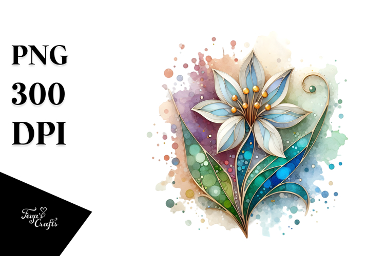 Stained Snowdrop with Golden Frame PNG