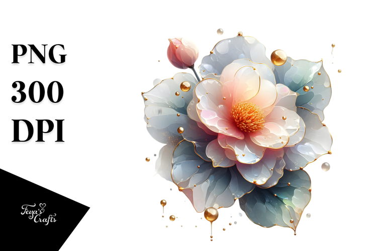 Abstract Golden Begonia PNG