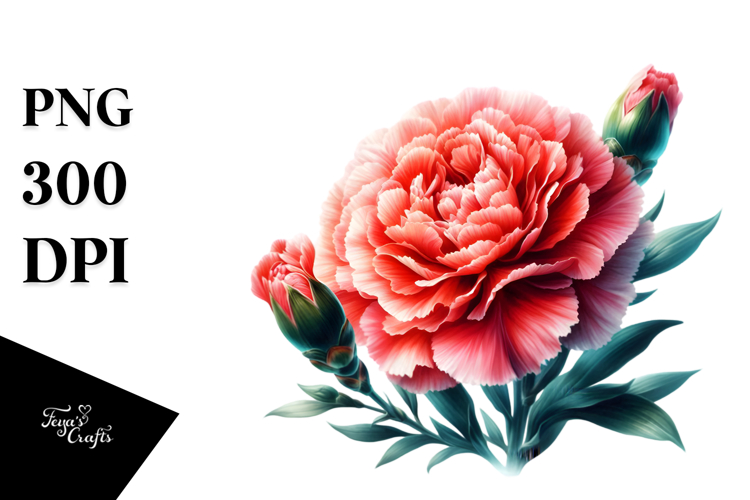 Vibrant Carnation Glossy Petals | Sublimation Clipart
