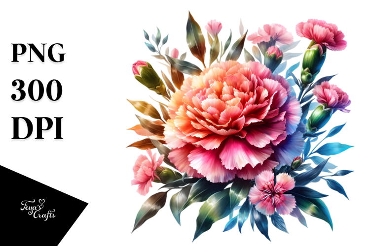 Vibrant Carnation Glossy Petals | Sublimation Clipart