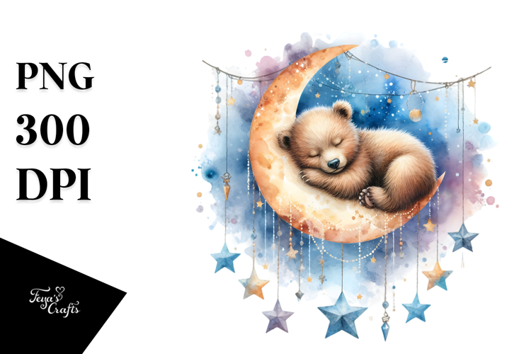 Vibrant Watercolor Baby Bear | Sublimation | Clipart