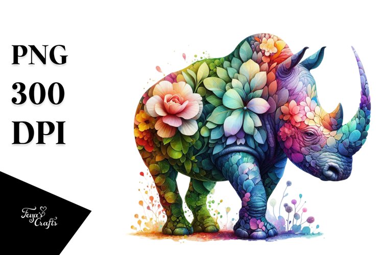 Abstract Vibrant Rhino PNG