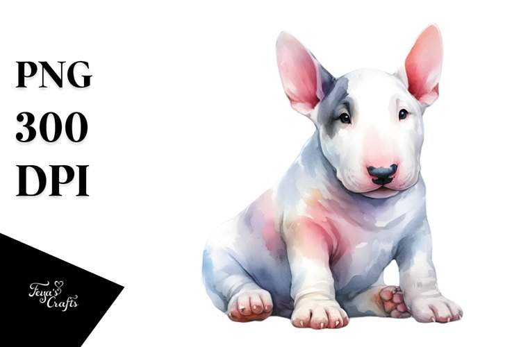 Pastel Bull Terrier Sitting PNG example image 1