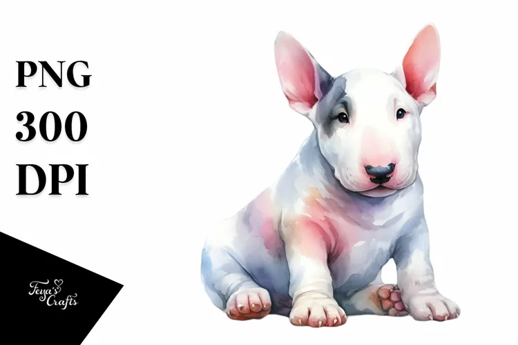 Pastel Bull Terrier Sitting PNG