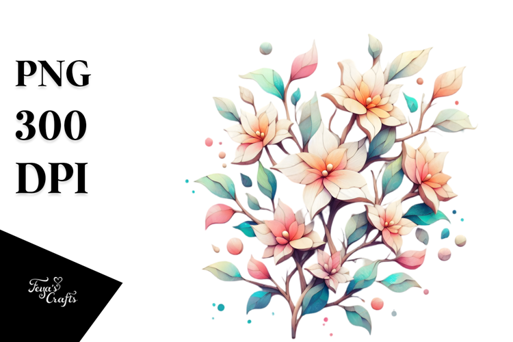 Stained Jasmine with Watercolor Splash PNG