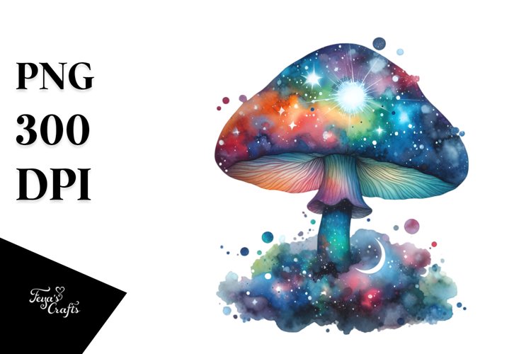 Colorful Watercolor Magical Mushroom