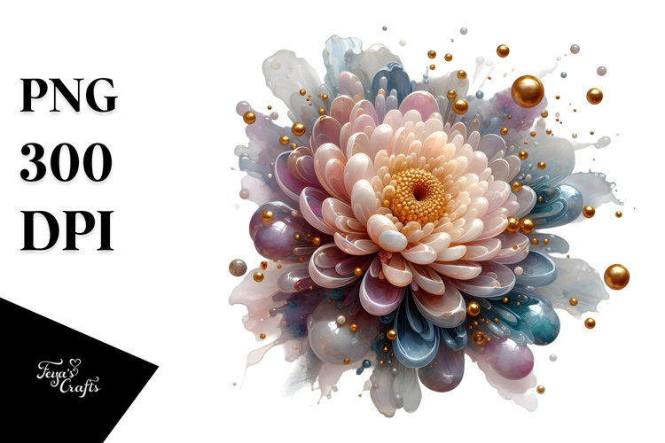 Abstract Chrysanthemum with Golden Insertions, Transparent