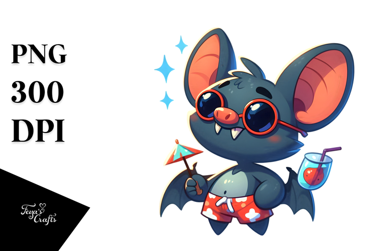 Silly Bat with Beachwear PNG