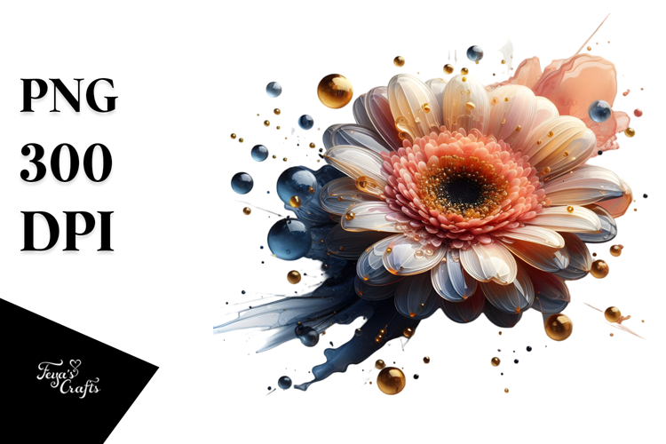 Abstract Golden Gerbera PNG