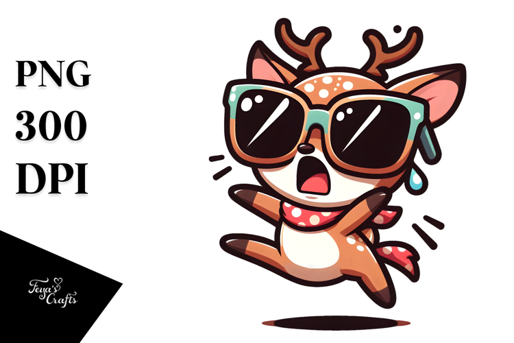 Silly Deer in Sunglasses, PNG