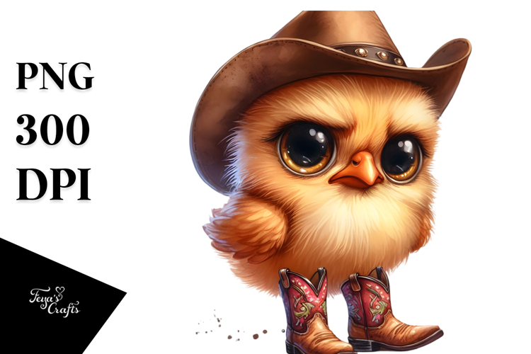 Expressive Chicken in Cowboy Boots | Clipart