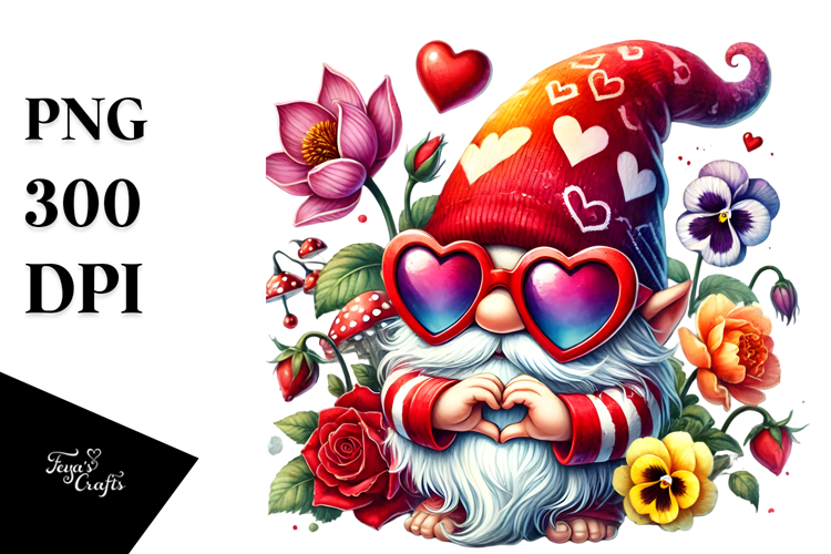 Detailed Valentines Gnome Sunglasses PNG example image 1