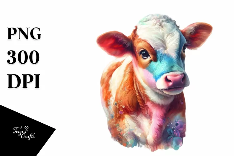 Colorful Baby Cow in Harlem Ballroom PNG