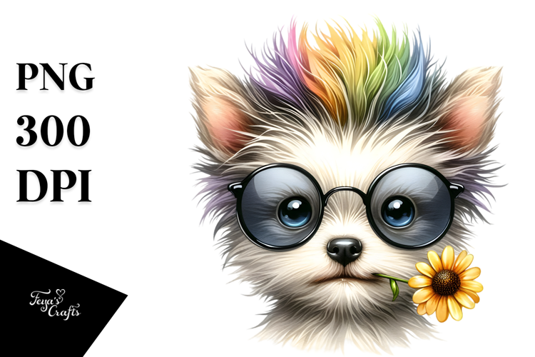 Funny Baby Dog with Cool Hair PNG