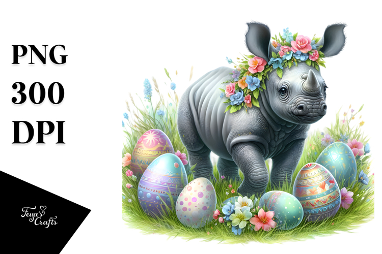 Adorned Baby Zebra with Easter Eggs, Digital Watercolor PNG