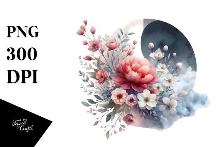 Watercolor Flower with Spring Flowers PNG