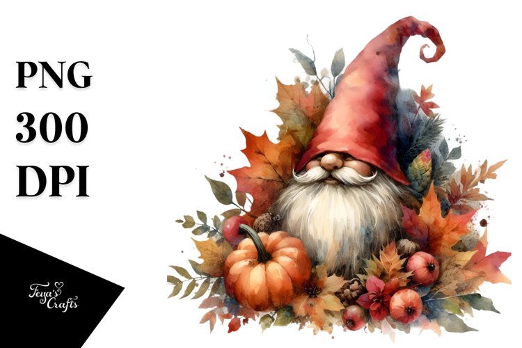 Washed Vibrant Autumn Gnome PNG