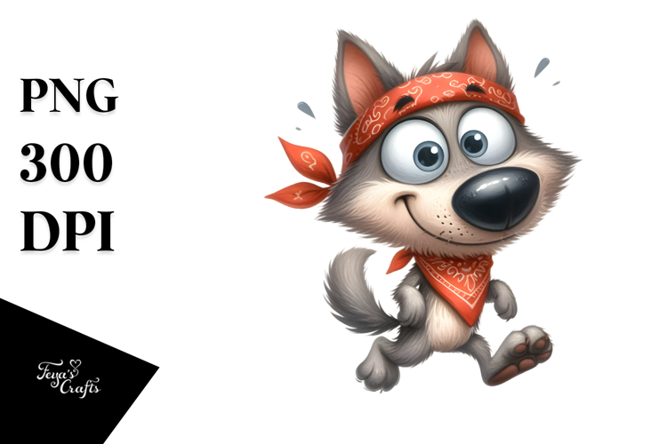 jumping Wolf with Sparkling Eyes PNG