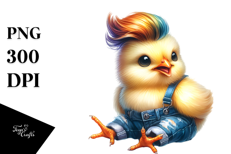 Cute Baby Chicken with Cool Haircut PNG