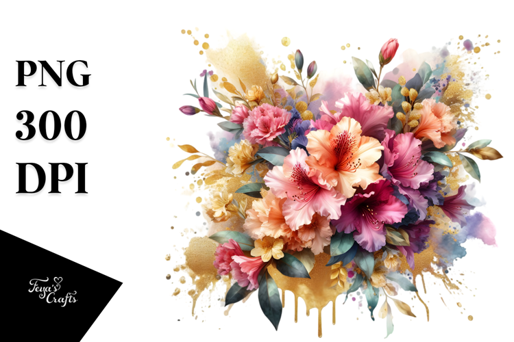 Vibrant Bouquet Gold Foil Abstract