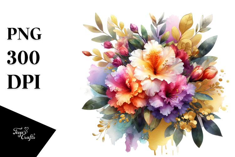 Vibrant Bouquet Gold Foil Abstract