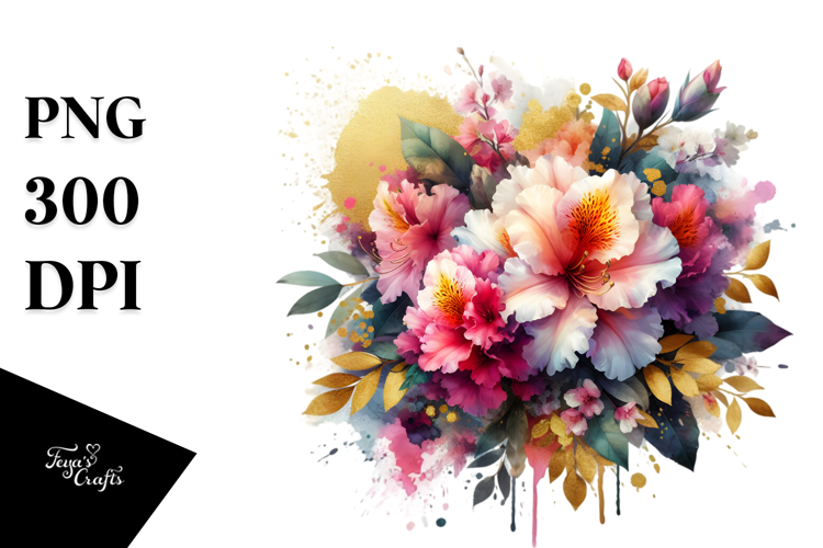 Vibrant Bouquet Gold Foil Abstract