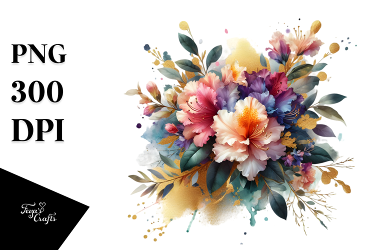 Vibrant Bouquet Gold Foil Abstract