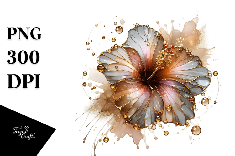 Abstract Hibiscus with Golden Insertions