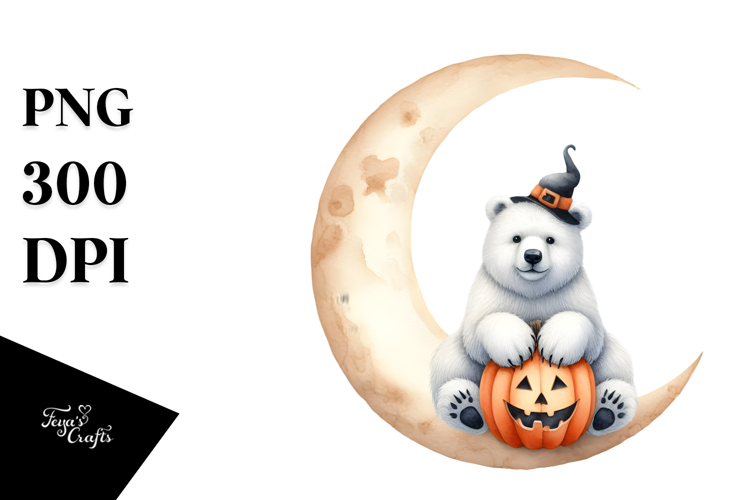 Polar Bear for Halloween, High-Res PNG