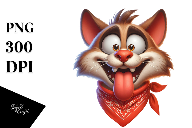 Exaggerated Cat with Bandana PNG
