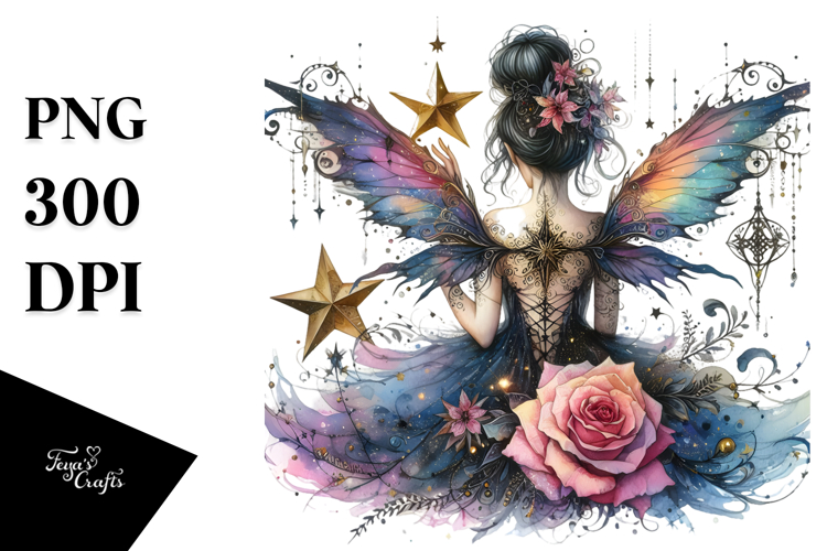 Creative Gothic Fairy on Star, PNG