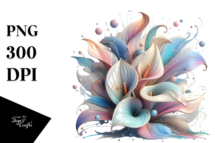 Pastel Calla Lily with Metallic Insertions, High-Res PNG