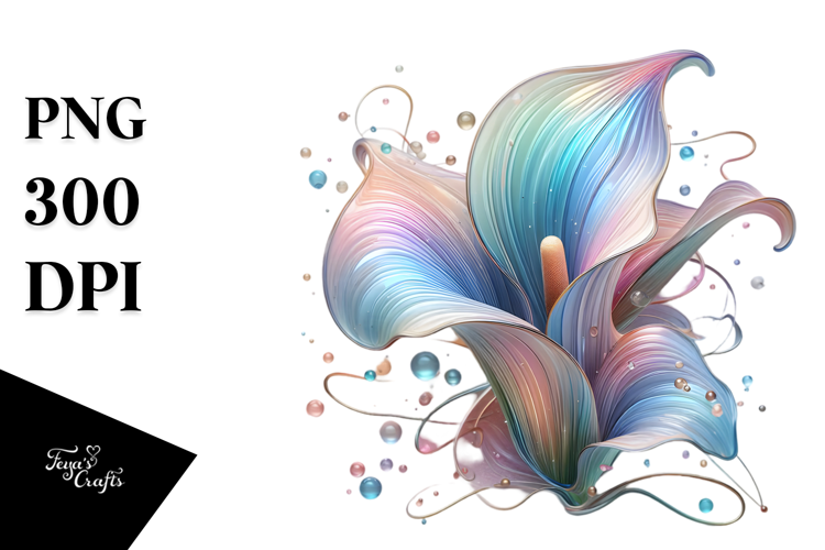 Pastel Calla Lily with Metallic Insertions, High-Res PNG