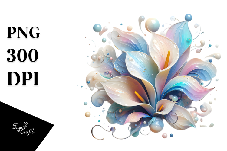 Pastel Calla Lily with Metallic Insertions, High-Res PNG