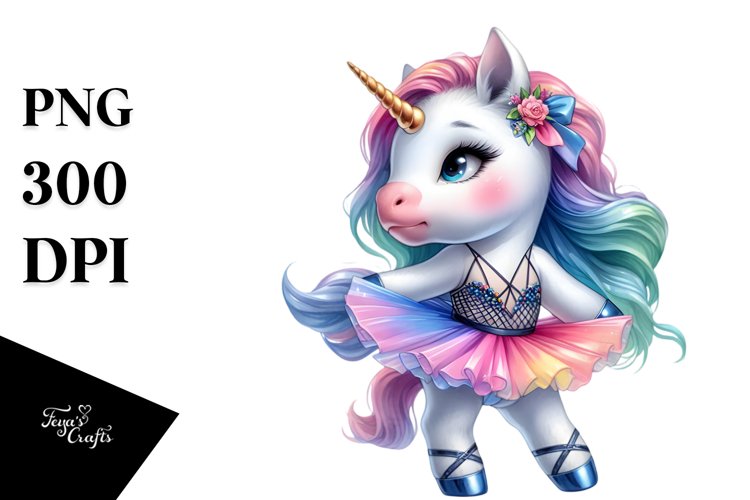 Colorful Unicorn in Modern Dancers Outfit PNG