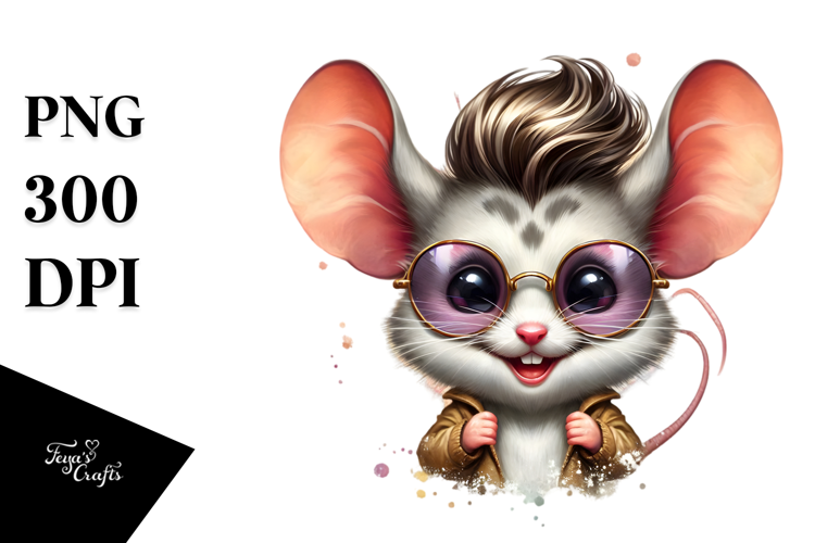 Funny Baby Mouse with Cool Hair PNG