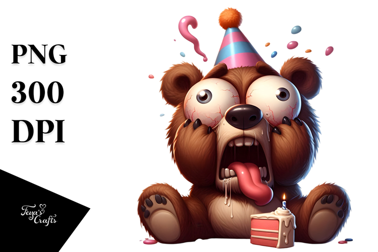 Cartoon Bear with Anthropomorphic Features