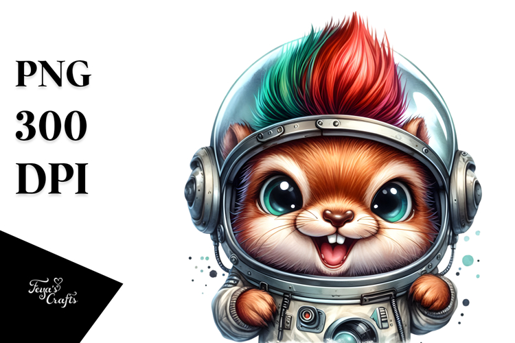 Punk Squirrel Watercolor, PNG