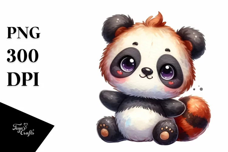 Colorful Baby Old Plush Panda with Visible Sews |