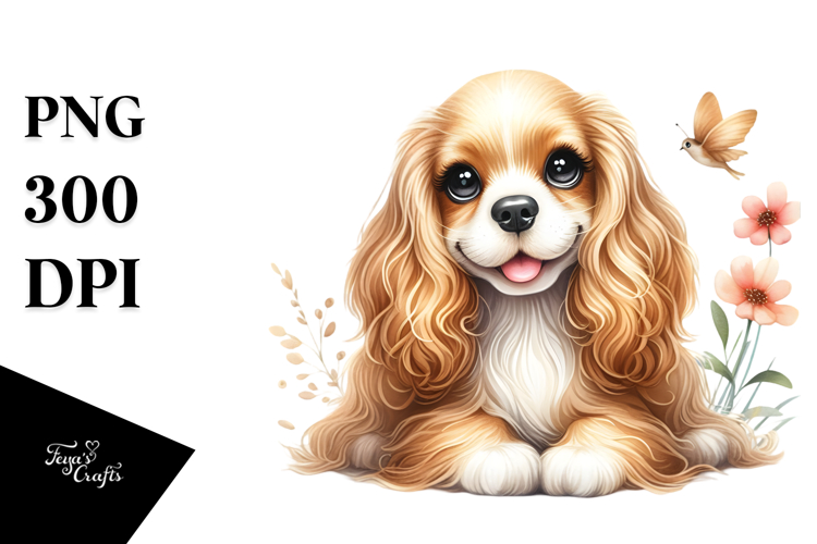 Cute Cocker Spaniel with Big Eyes PNG