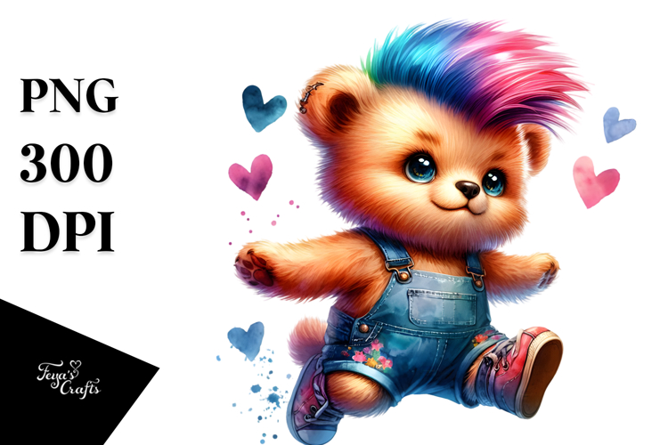 Vibrant Baby Bear Jumping, Transparent PNG