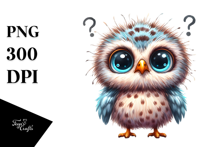 Funny Baby Owl Portrait Big Eyes | Sublimation | Clipart