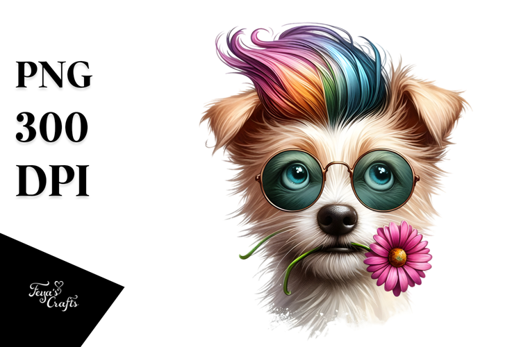 Funny Dog with Cool Hair PNG